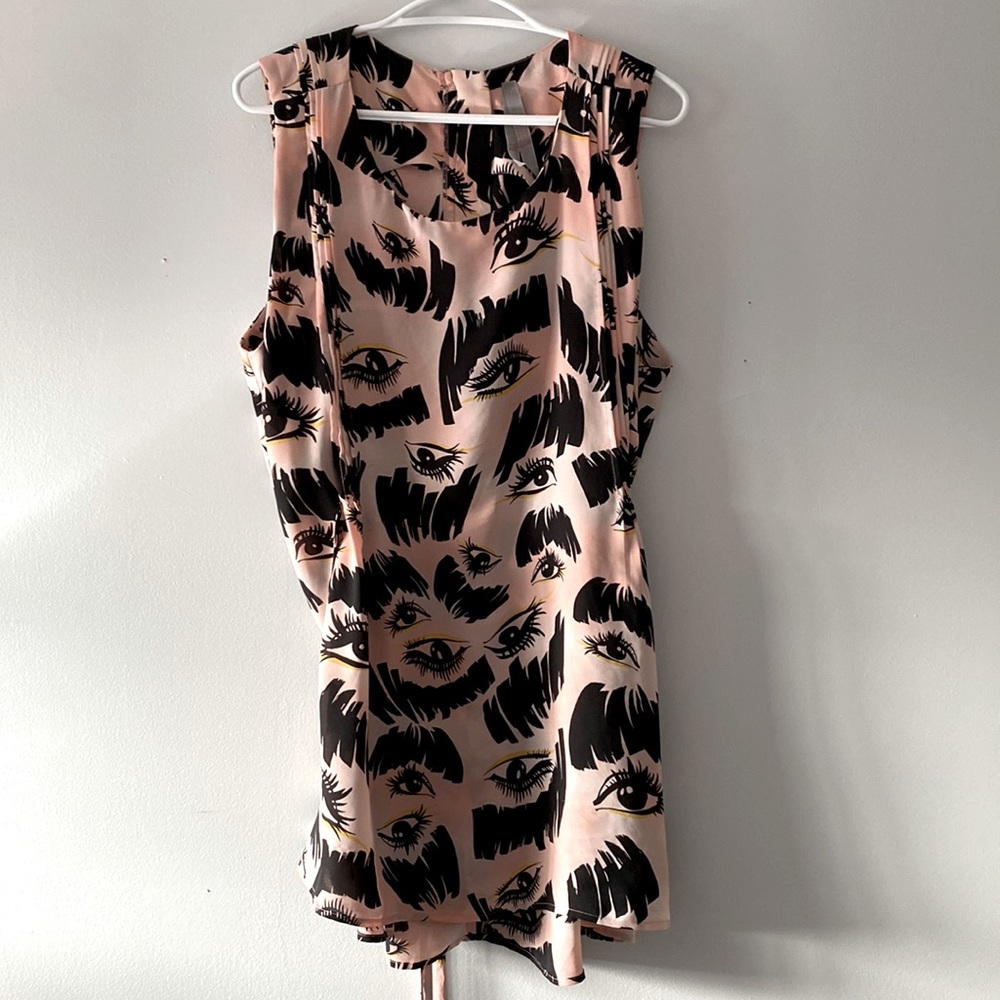 Seven by Melissa McCarthy eye sleeveless tunic with tie back